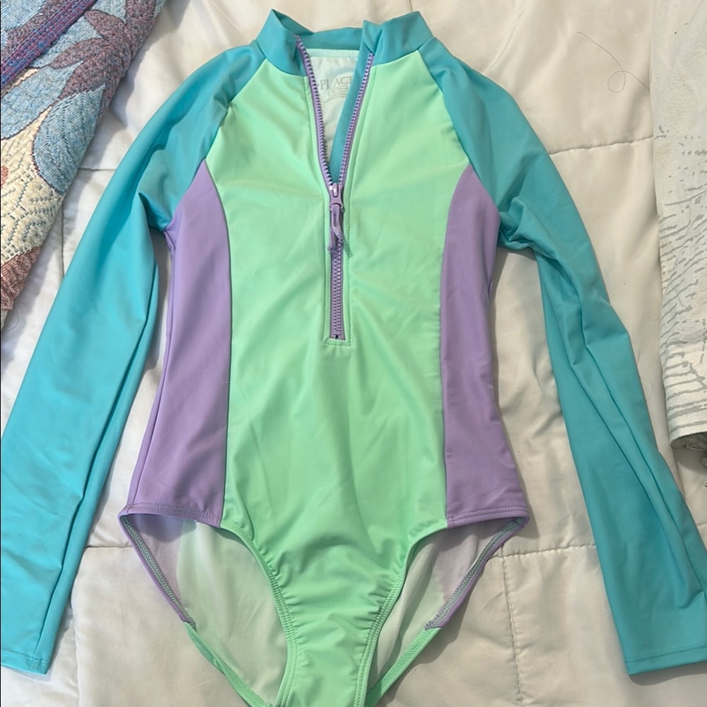 Place Kids Swim Rashguard - Aqua and Lavender